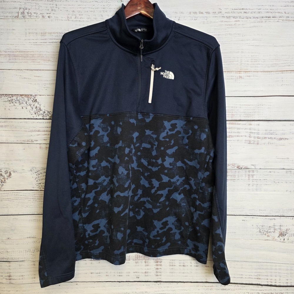 North Face Ventrix Cinder Jacket 1/4 Zip Mens Large Blue Camo Pullover‎ Fleece - Picture 2 of 10